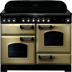 Rangemaster Classic Deluxe 110cm Electric Ceramic 81330 Range Cooker in Cream with Chrome Trim and Ceramic Hob